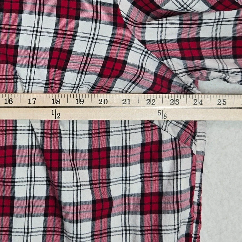 Talbots Plaid Button Down Shirt Women 2X Red Black Tartan Long Sleeve Preppy Top